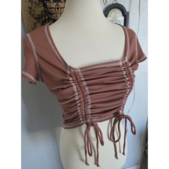 Just Polly Brown Crop Top Large - Picture 2 of 4